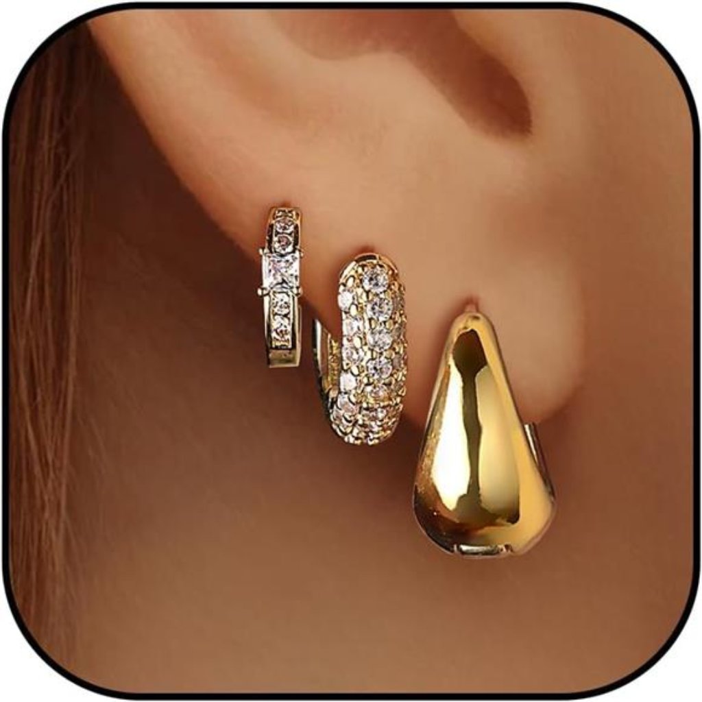Gold Hoop For Women14k Gold Plated Trendy Small Lightweight Chunky Trendy 39$